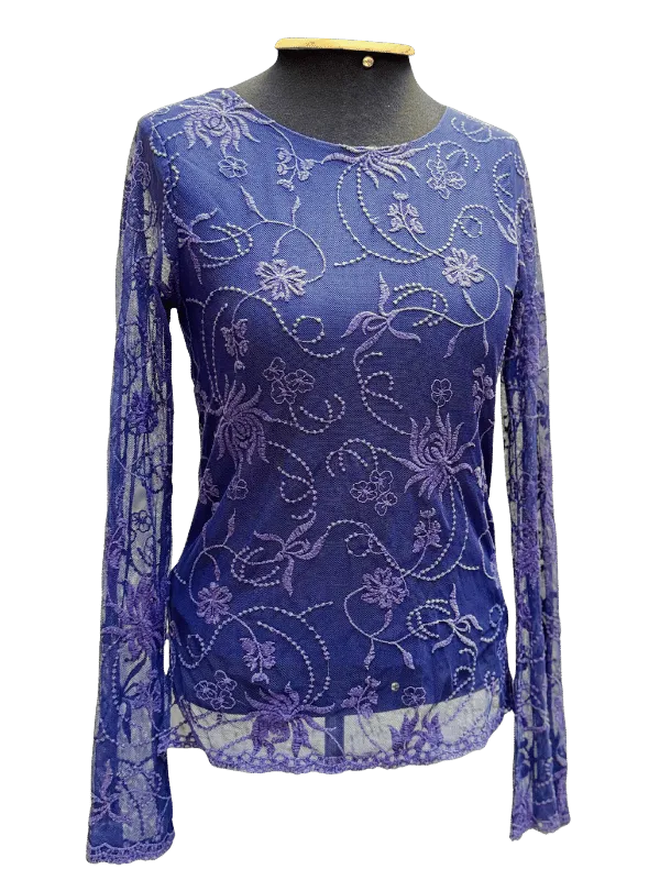 Blusa de renda floral azul/roxa