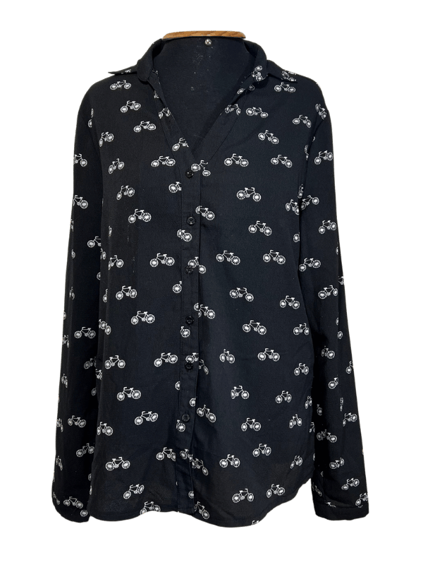 Camisa Preta Estampa Bicicletas