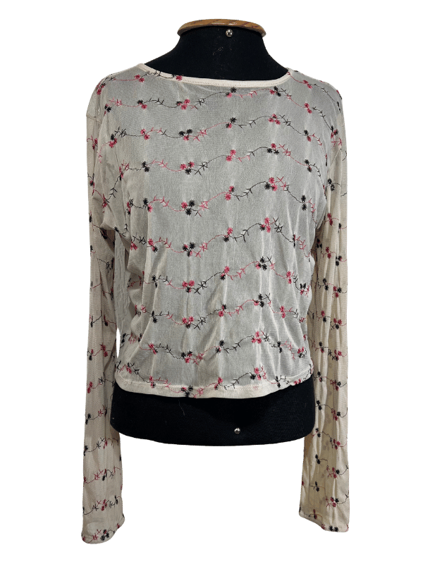 Blusa Tule Bordado Floral