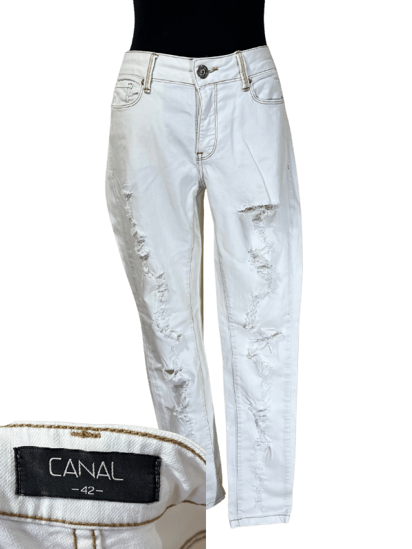 Calça Jeans Branca Destroyed