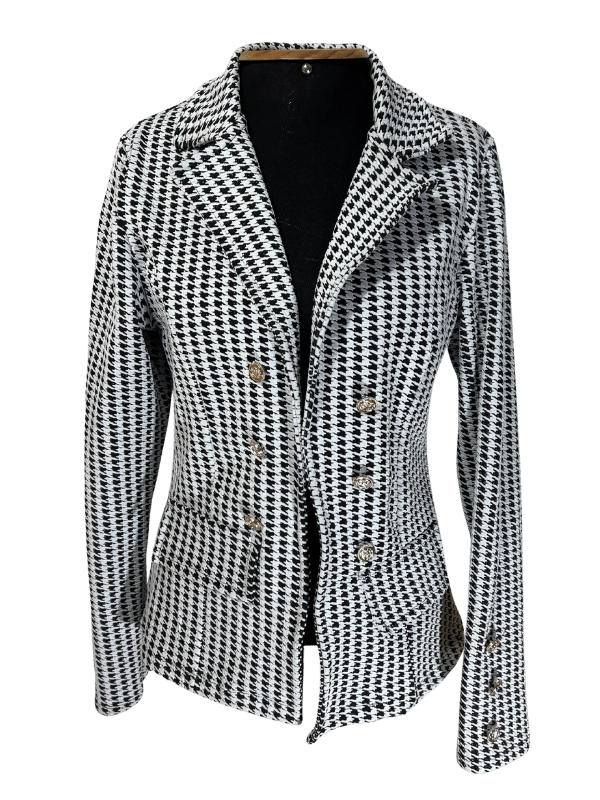 Blazer Pied-de-Poule Preto e Branco